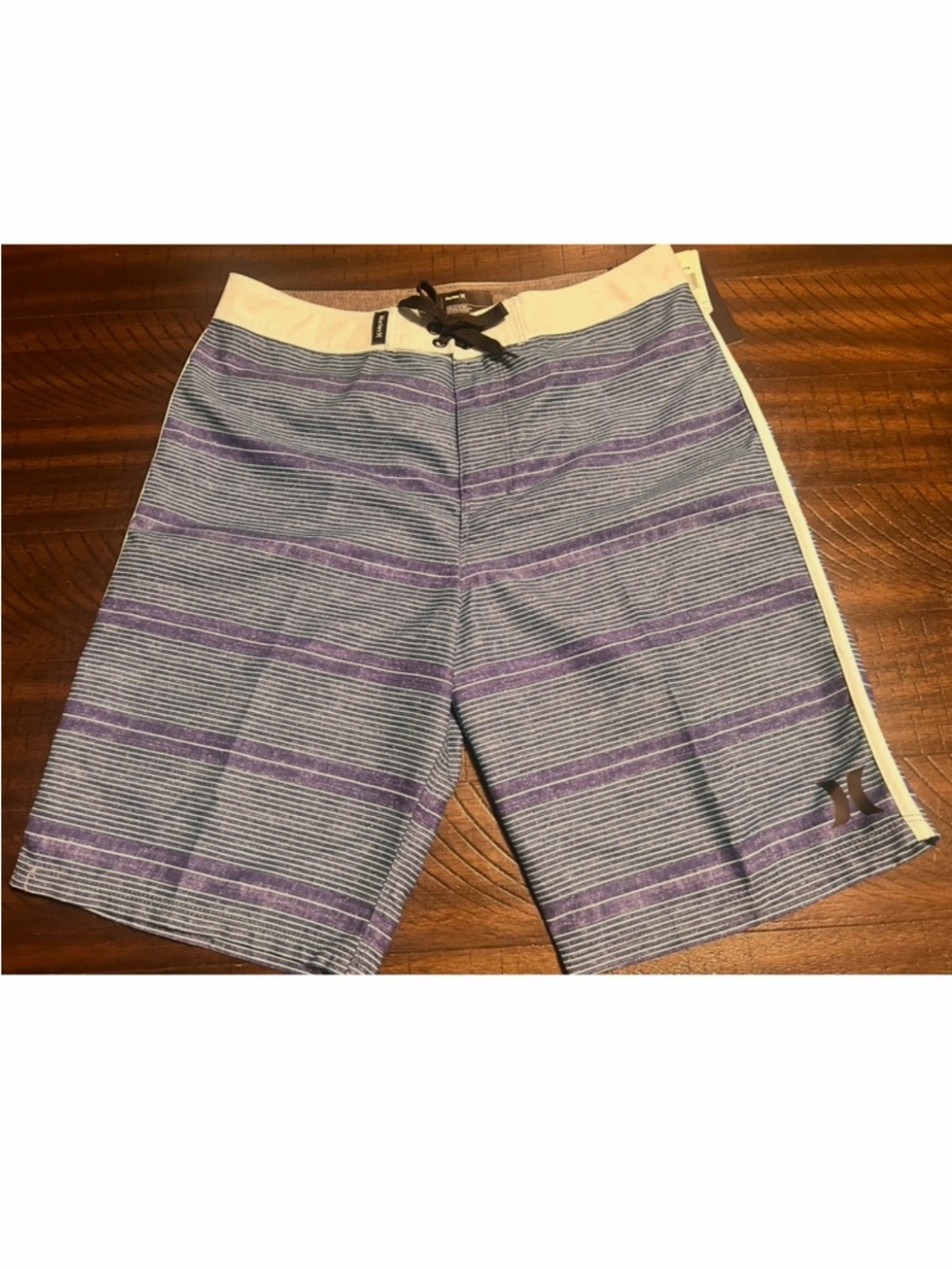 Hurley Boys Purple and Gray Striped Board Shorts